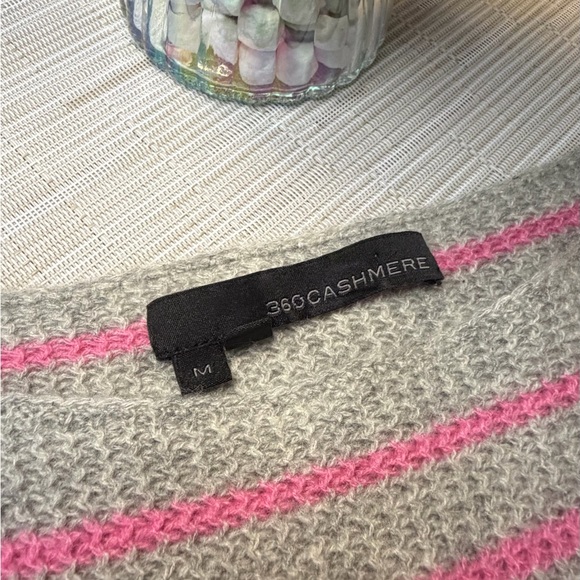 360 Cashmere Sweater – Baby Pink Stripes - Picture 3 of 5